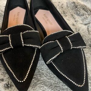 Kate Spade black flats NEW IN BOX embellished with sparkling crystals size 9